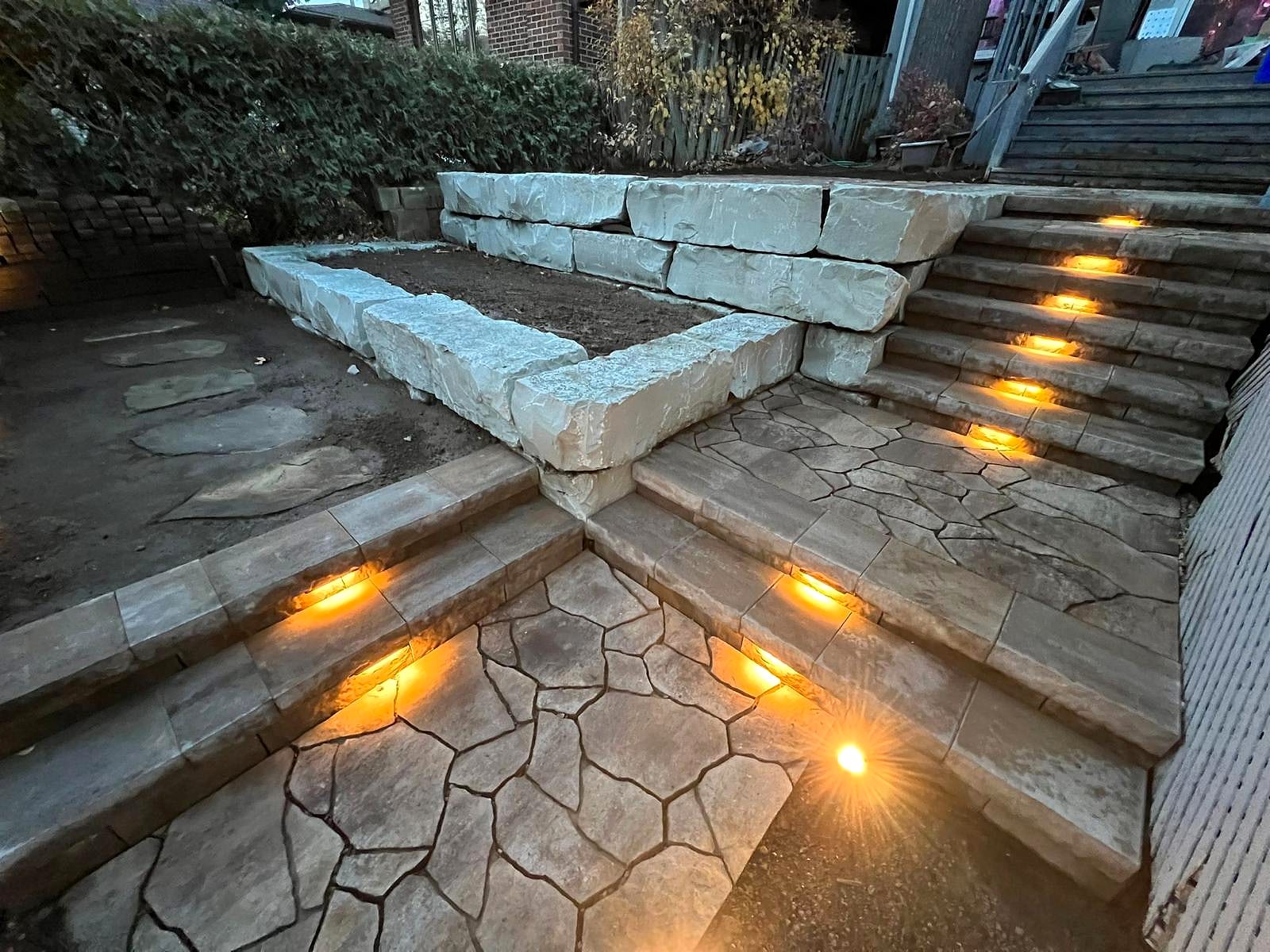 Lit Garden Wall & Flower Bed — Toronto