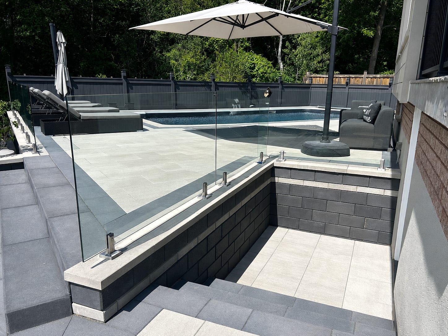 Modern Glass-Rail Pool Deck — Markham