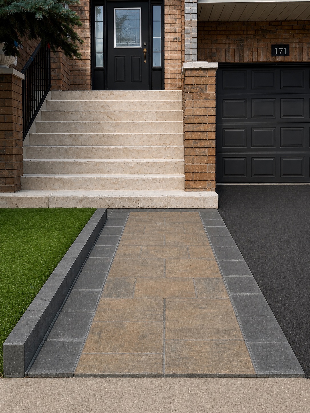 Grand Front Entrance — Steps & Entrances project in Thornhill by A-Z Landscaping