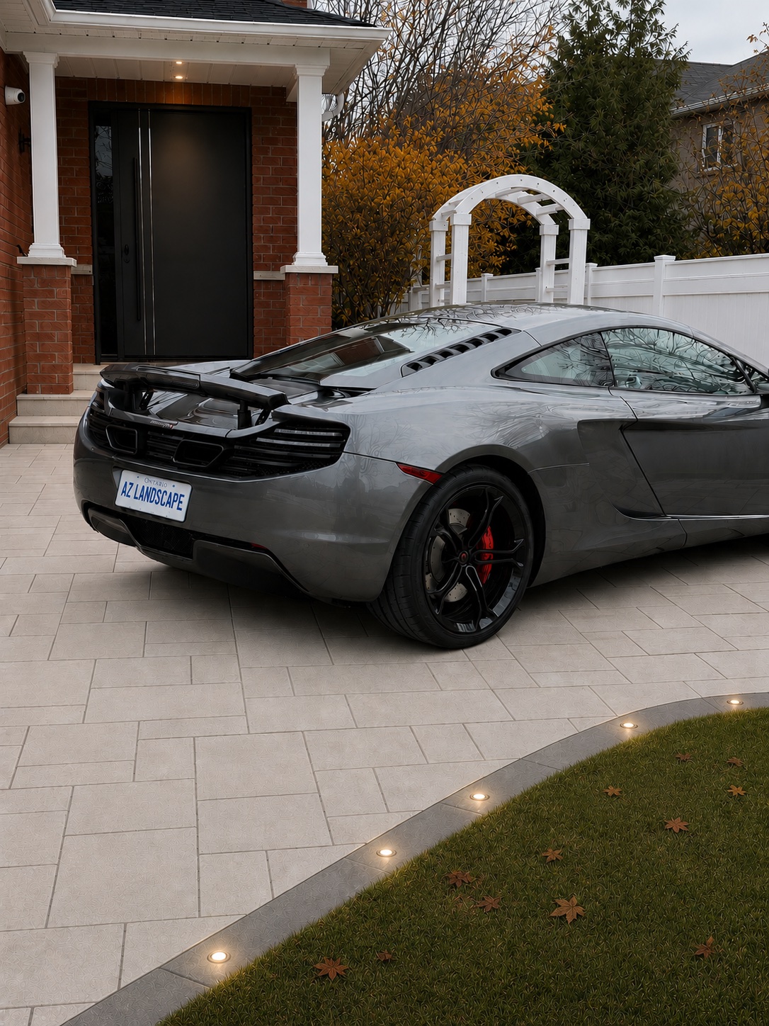 Signature Interlock Driveway — Landscape Lighting project in Thornhill by A-Z Landscaping